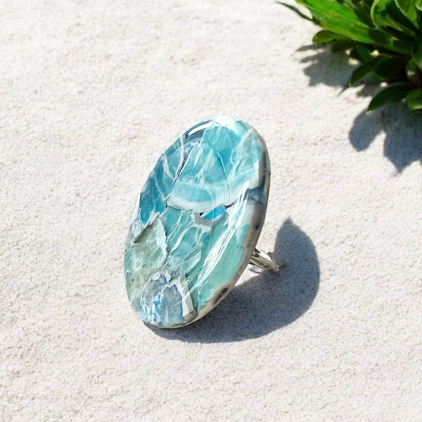 Turquoise Gemstone Large Clay Ring