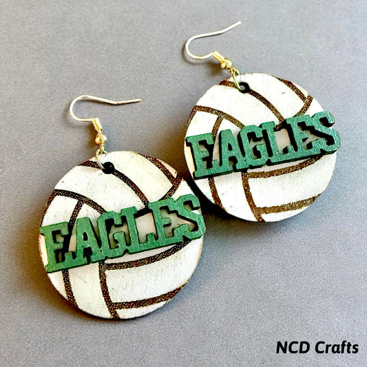 Lake Ridge Volleyball Wood Earrings