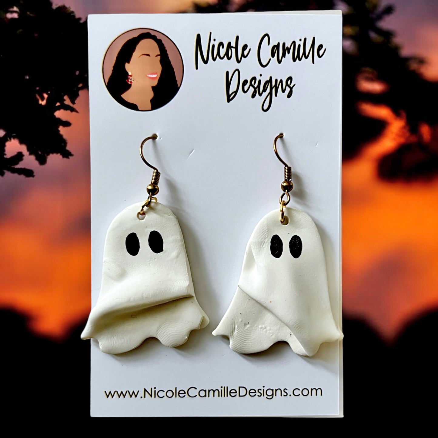 Flowy Ghost Clay Earrings