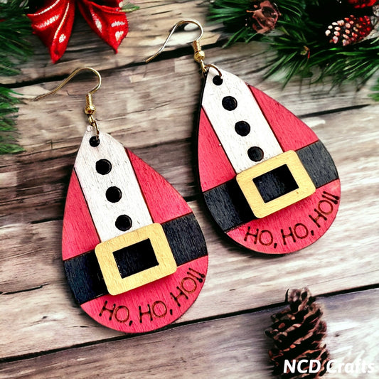 Santa’s Belly Wood Earrings