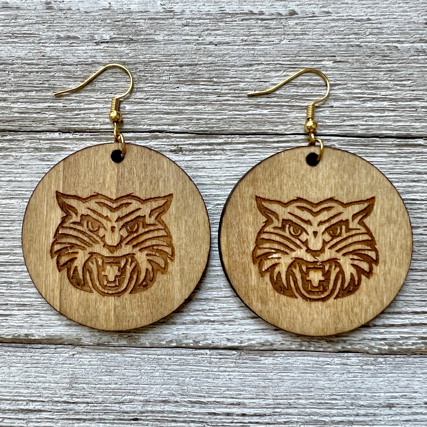 Ruston Bearcats Wood Earrings