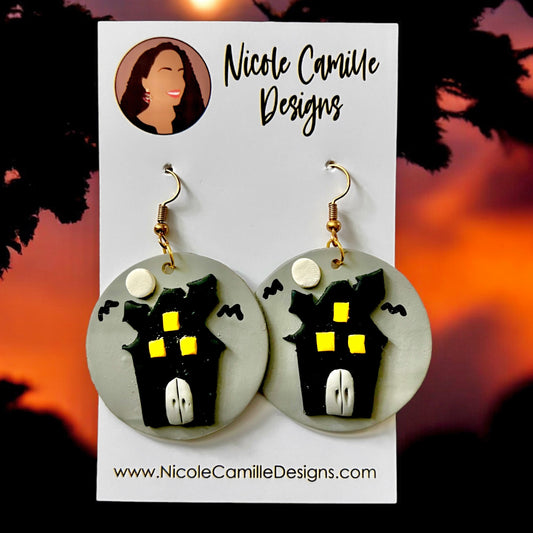 Haunted House Clay Earrings