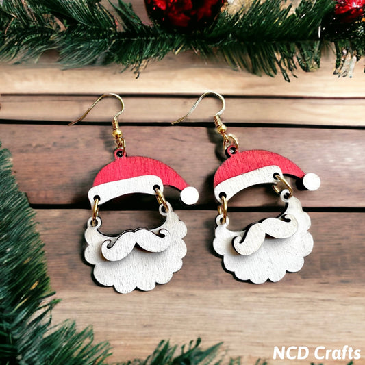 Santa’s Beard Wood Earrings