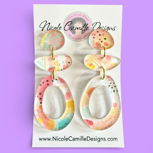 Spring Print Organic Acrylic Earrings