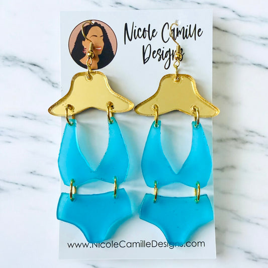 Aqua Bikini Acrylic Earrings