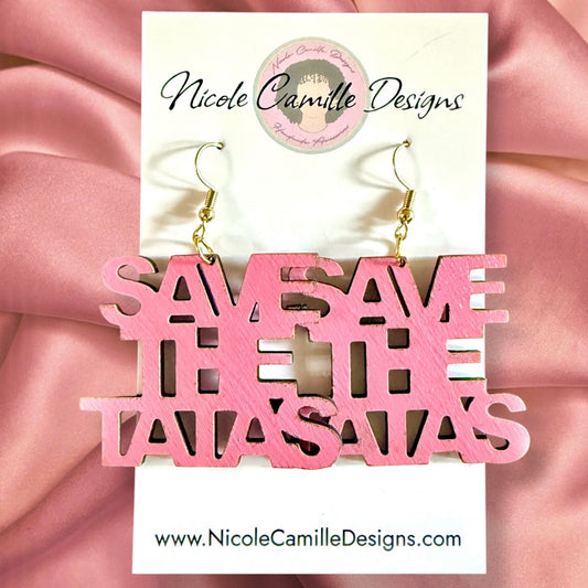 Save the Tatas Wood Earrings