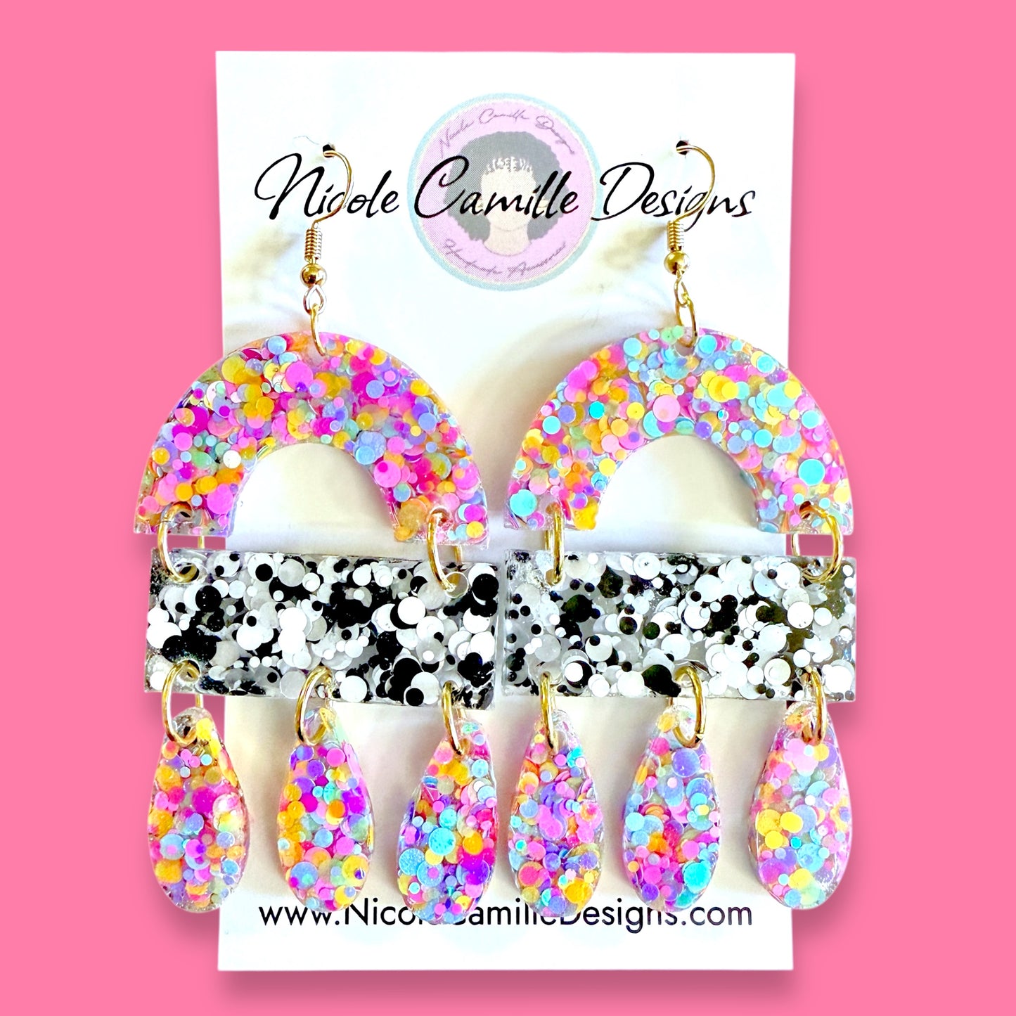Confetti Glitter Mix “Shianna” Resin Earrings