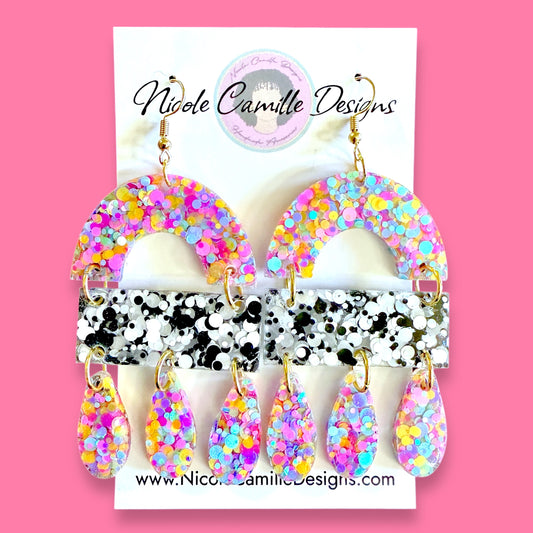 Confetti Glitter Mix “Shianna” Resin Earrings