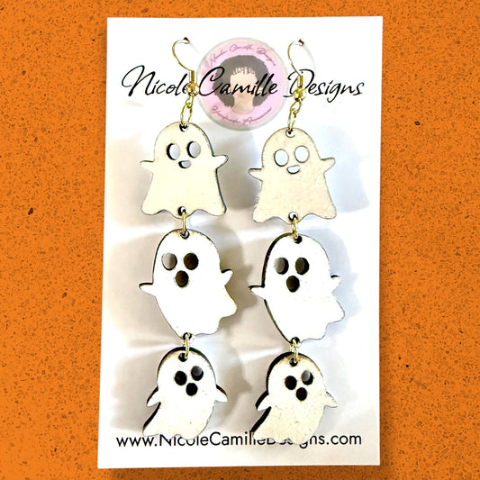 Three Ghosts Wood Earrings