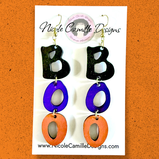 Colorful Boo Wood Earrings