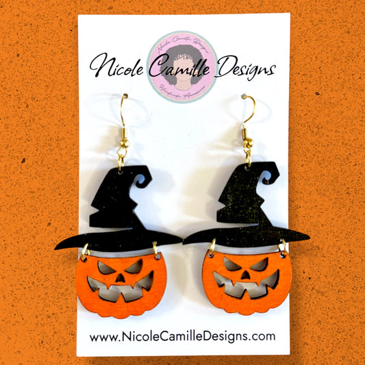 Jack in a Hat Wood Earrings