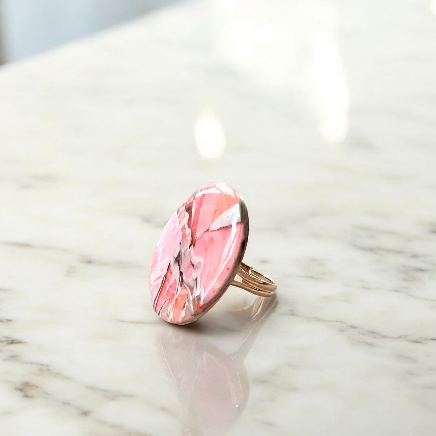 Coral Gemstone Small Clay Ring