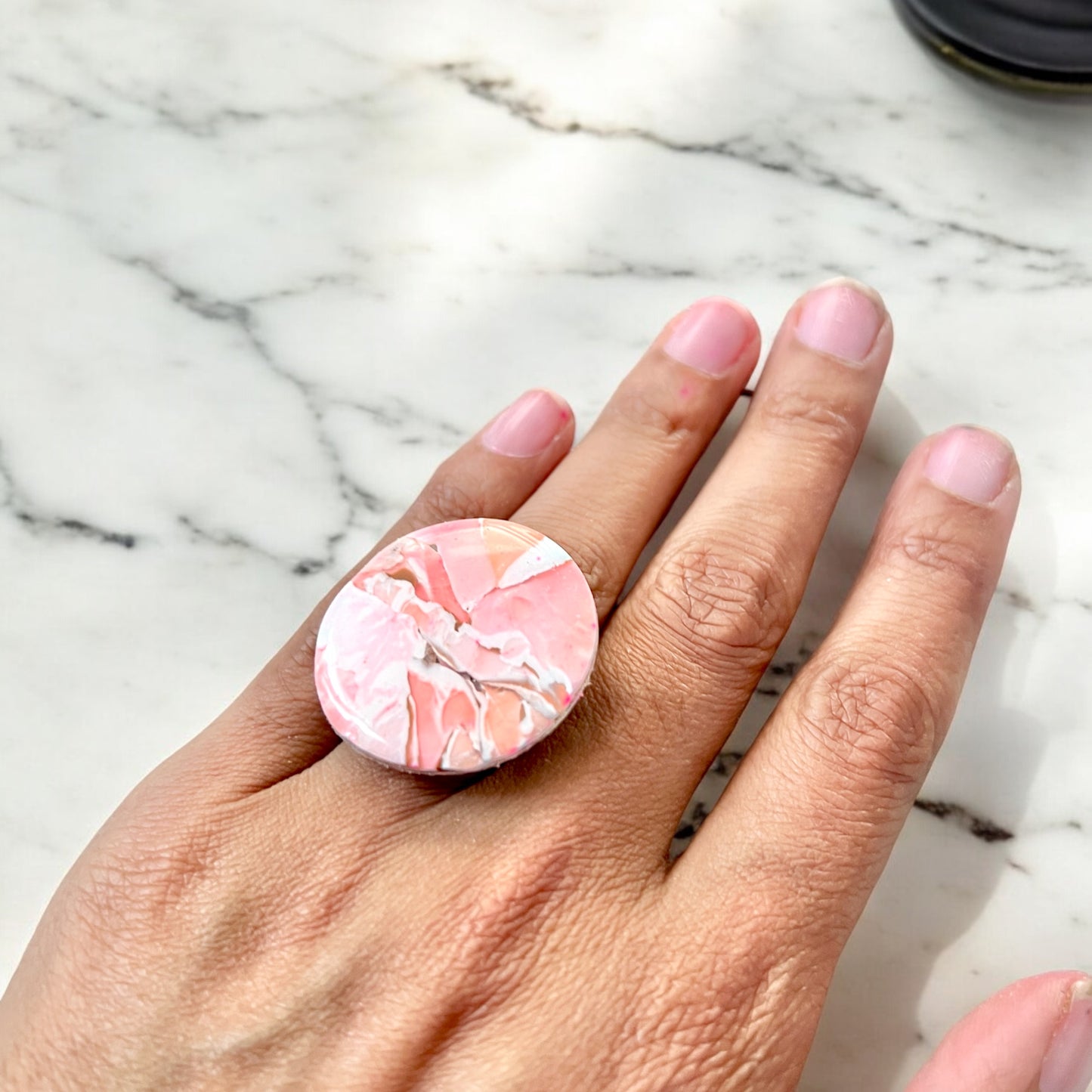 Coral Gemstone Small Clay Ring