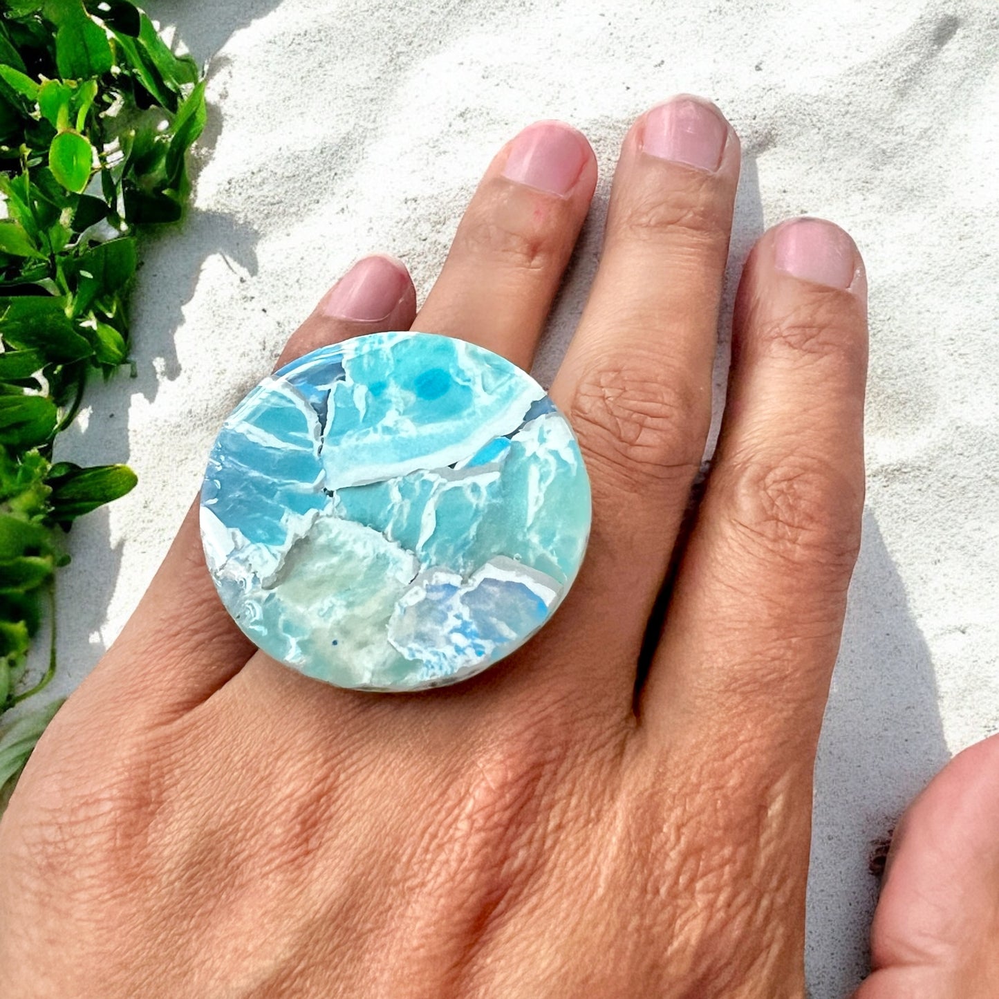 Turquoise Gemstone Large Clay Ring