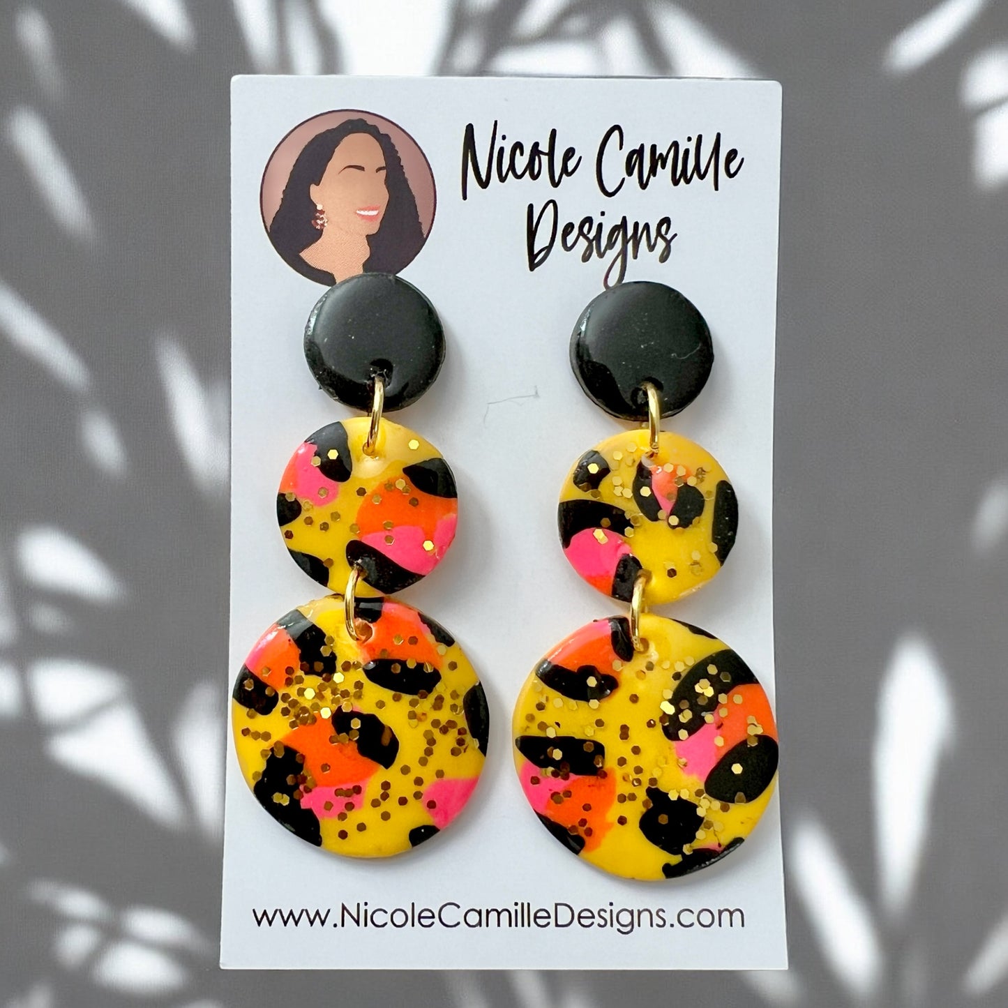 Yellow Animal Print 3-Disc Clay Earrings