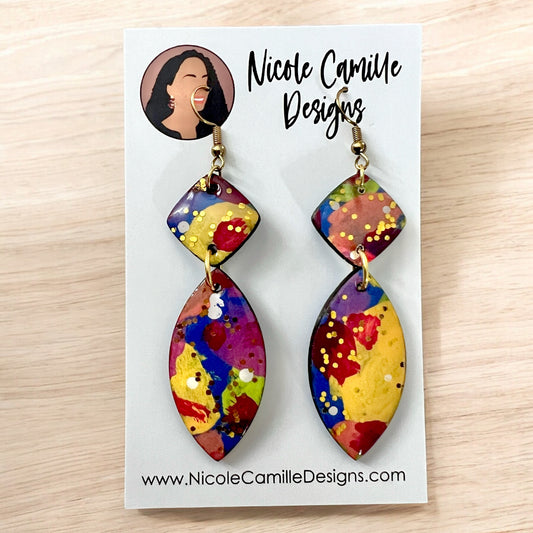 Nicole Camille Diamond Dangle Wood Earrings