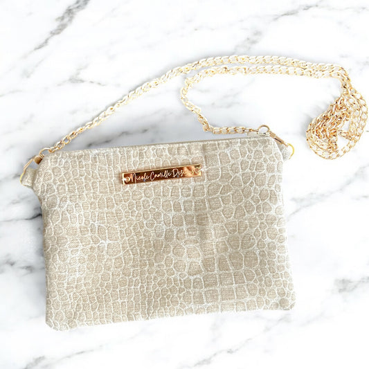 Taupe Velvet Gator Skin Purse