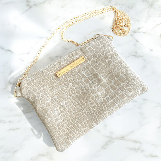 Taupe Velvet Gator Skin Purse