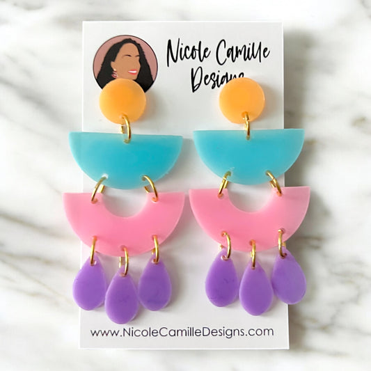 Spring Color Block “Barcelona” Resin Earrings