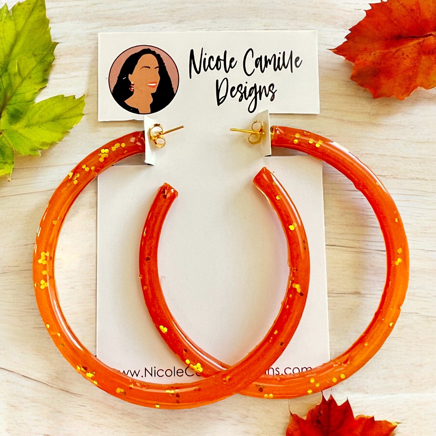 Burnt Orange Jumbo Hoops Resin Earrings