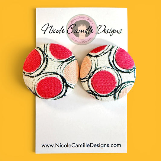 Abstract Dot Fabric Button Earrings