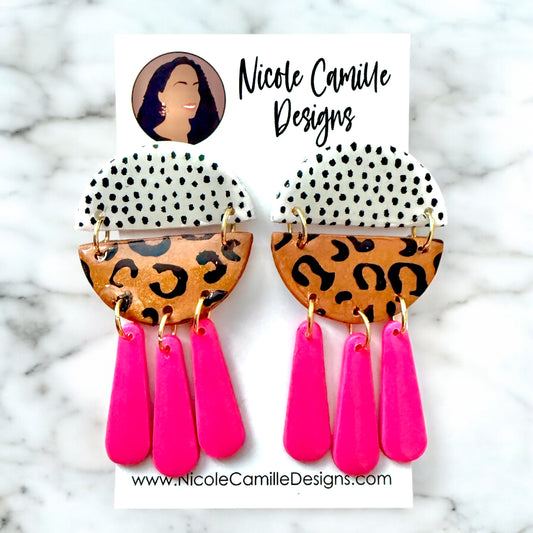 Funky Mix 2-Part Dangle Clay Earrings