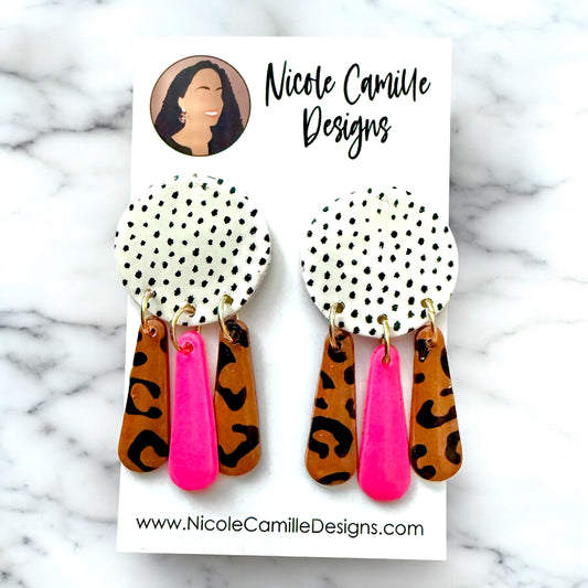 Funky Mix Disc Dangle Clay Earrings