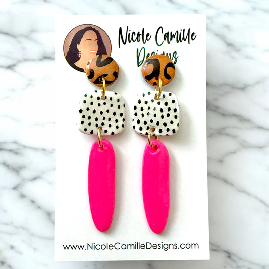 Funky Mix Skinny Dangle Clay Earrings