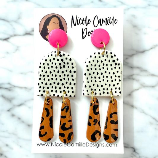 Funky Mix Arch Dangle Clay Earrings