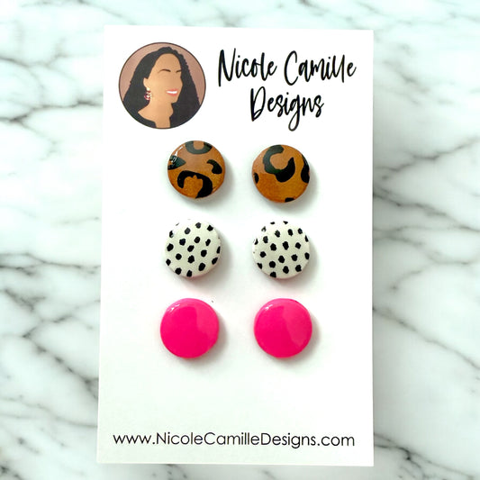 Funky Mix Mini Studs Clay Earrings
