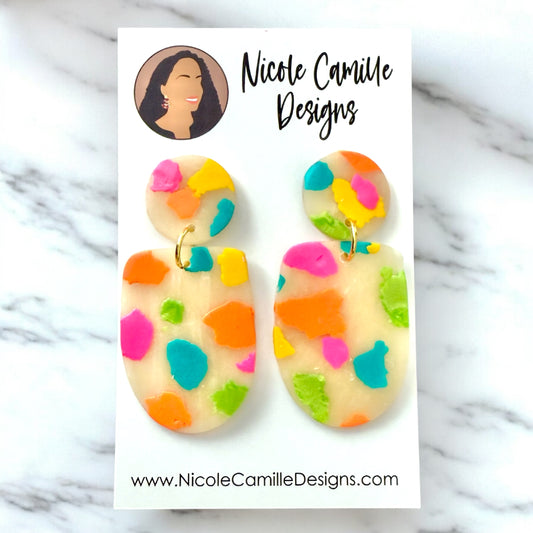 Colorful Patch Organic Clay Earrings