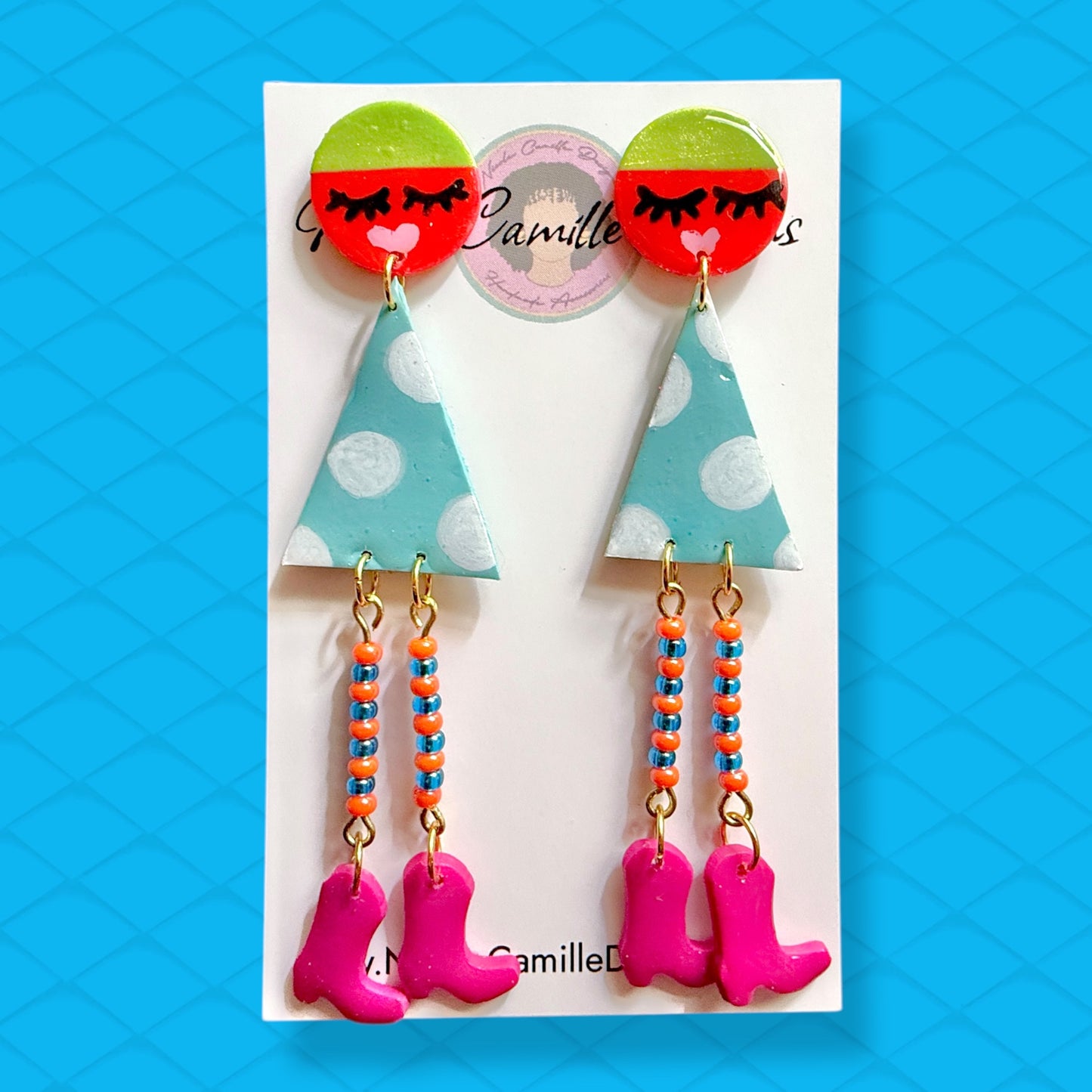 Lady Long Legs Clay Earrings (Baby Blue)