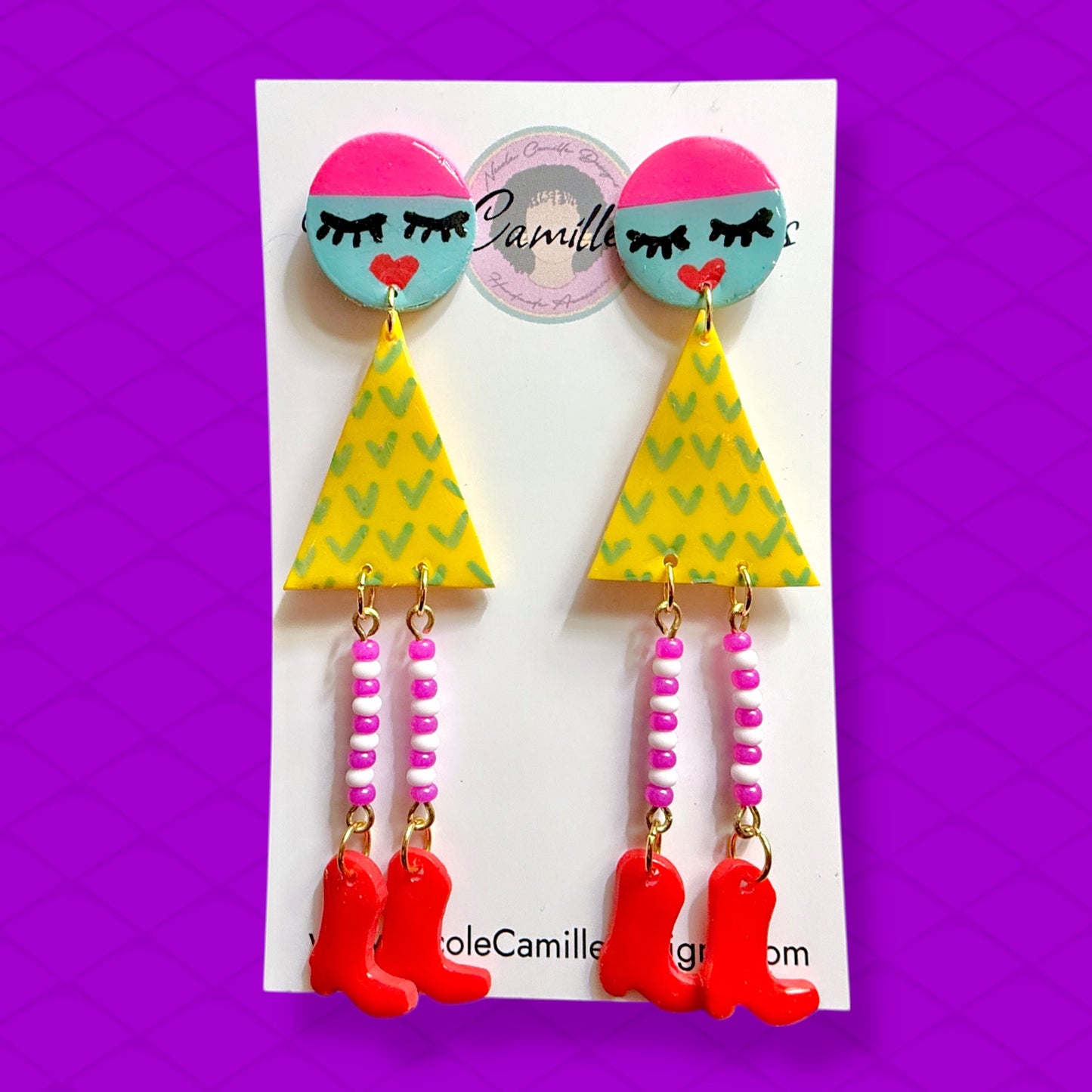 Lady Long Legs Clay Earrings (Yellow)