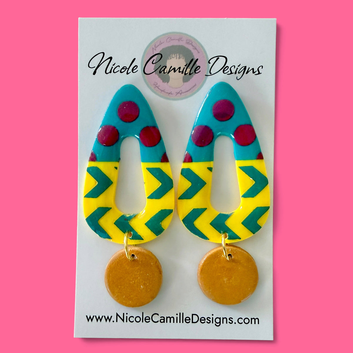 Abstract Organic Triangle Dangle Clay Earrings