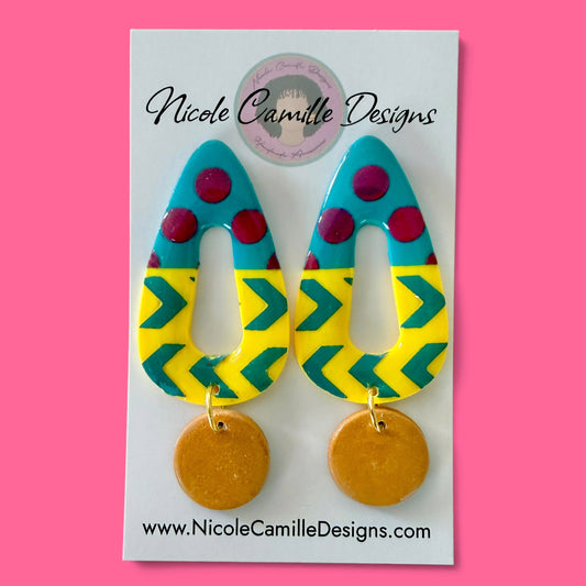 Abstract Organic Triangle Dangle Clay Earrings