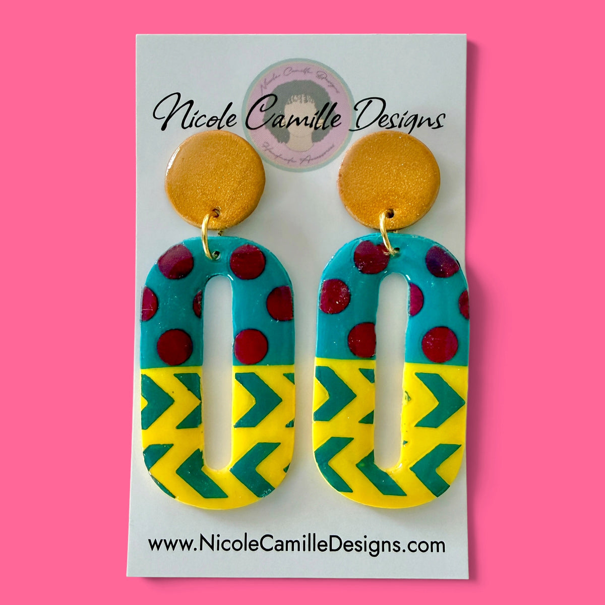 Abstract Oval Clay Earrings