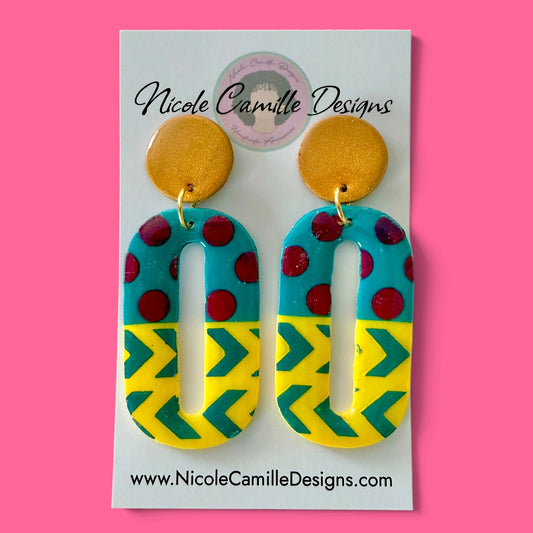 Abstract Oval Clay Earrings