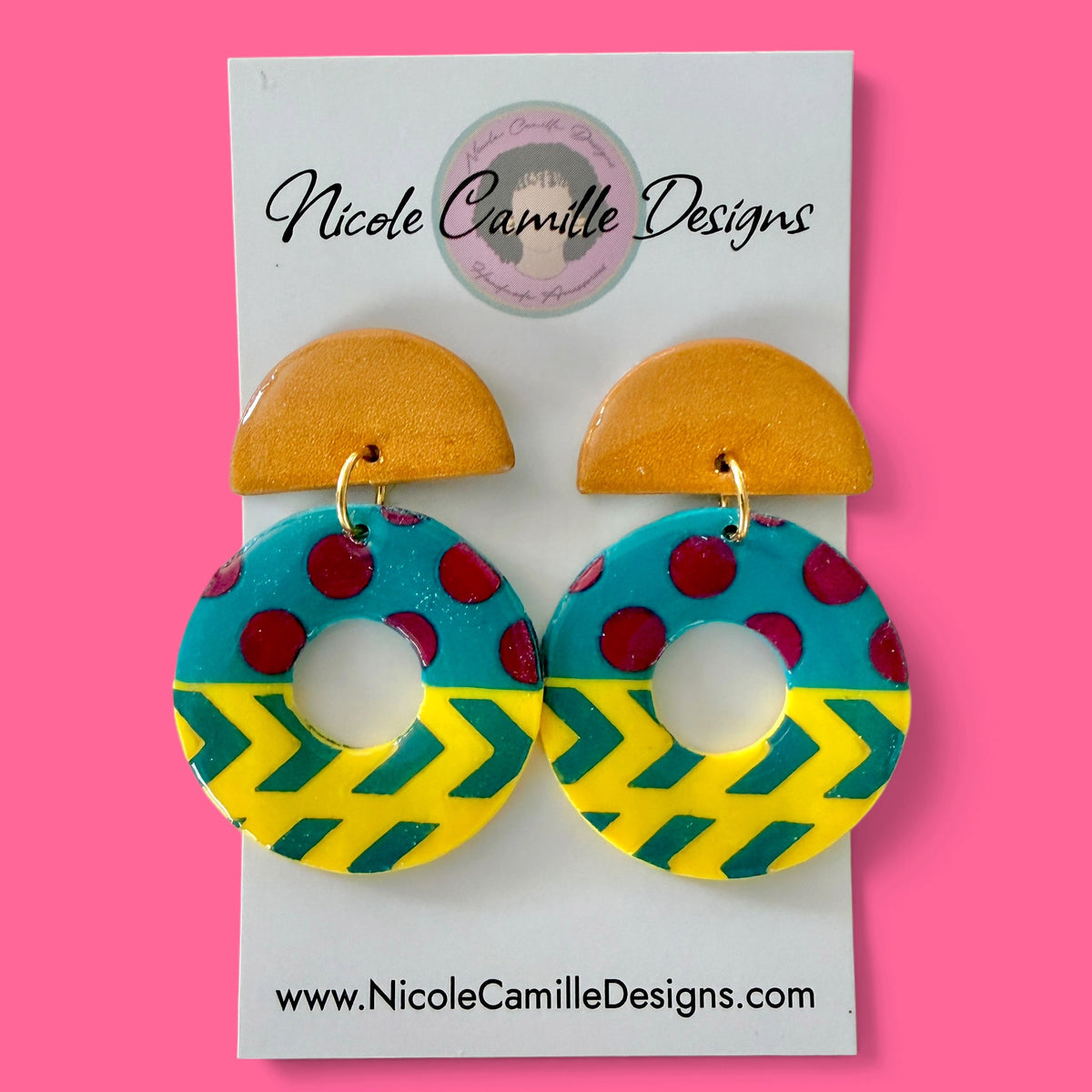 Abstract Round Clay Earrings