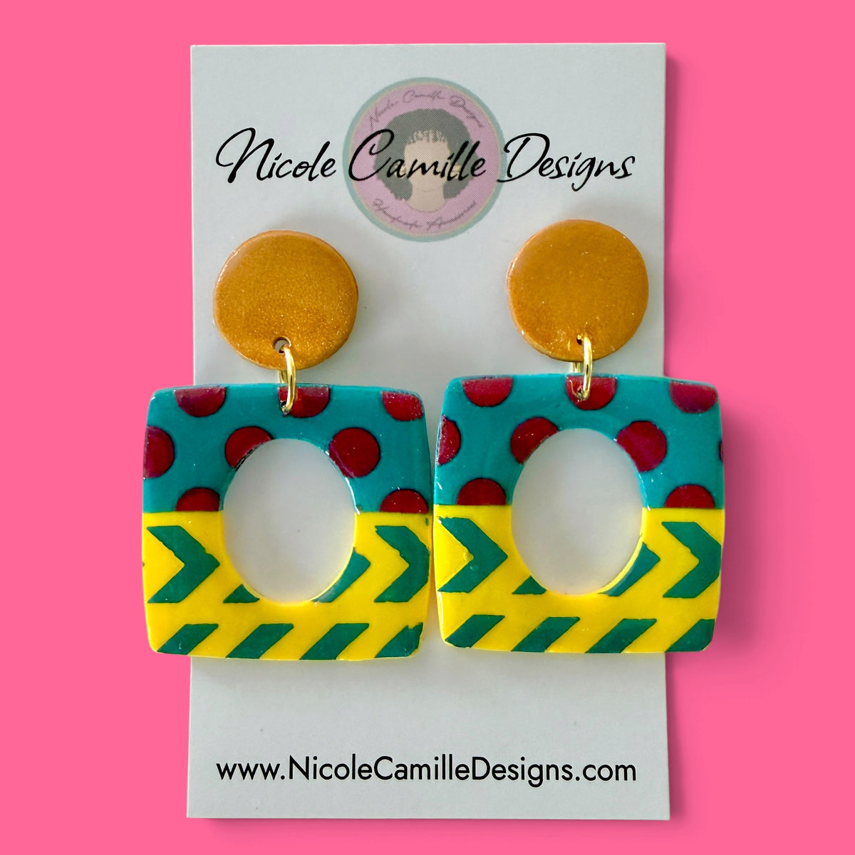 Abstract Square Clay Earrings