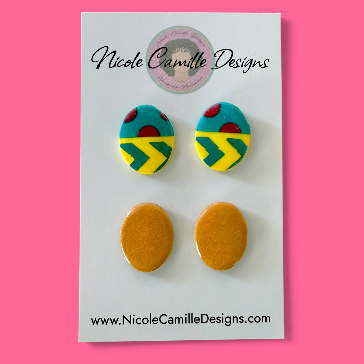 Abstract Studs Clay Earrings