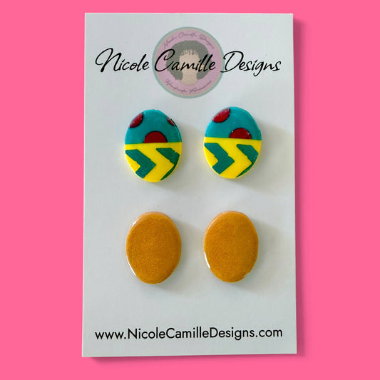 Abstract Studs Clay Earrings