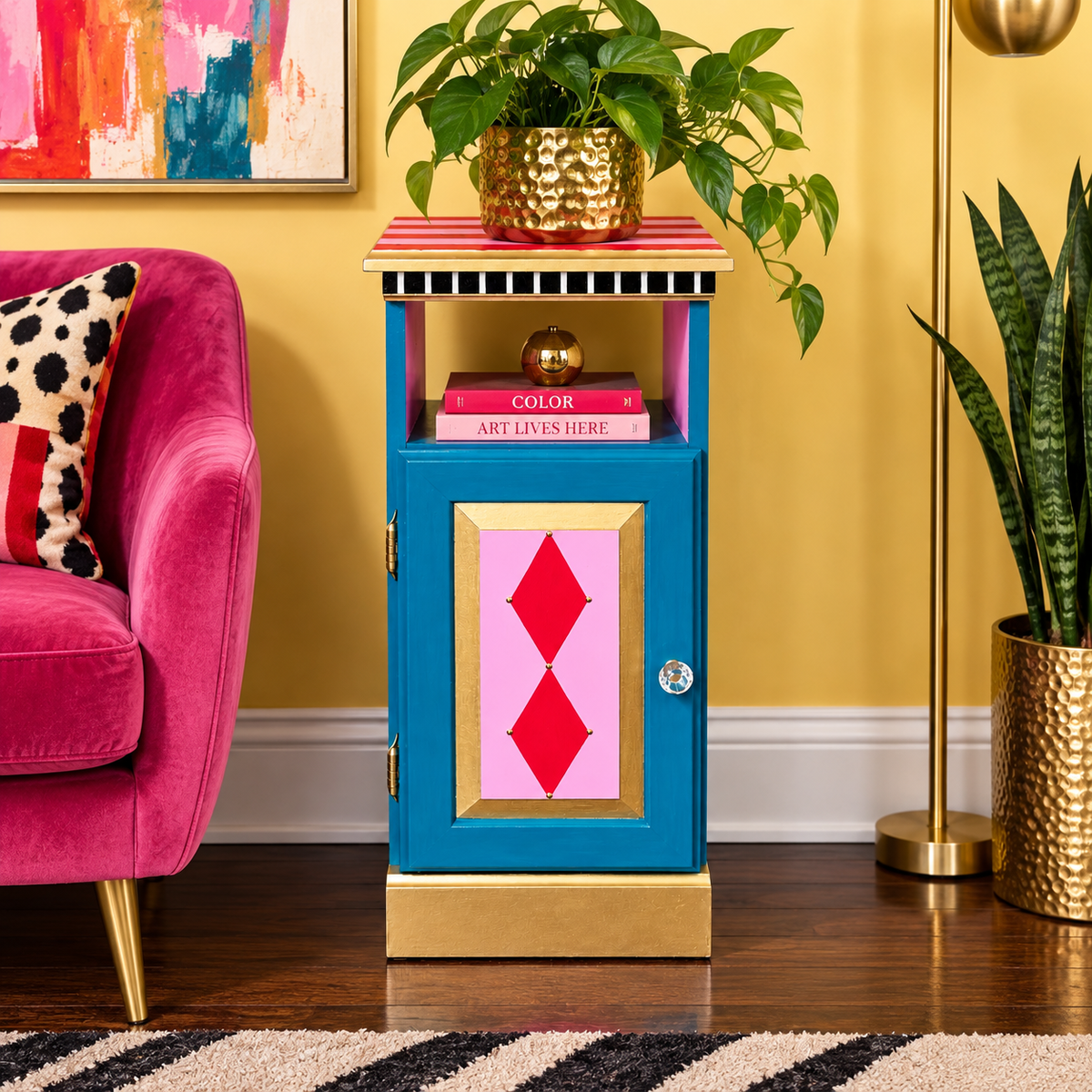 Jeweled Harlequin Accent Table