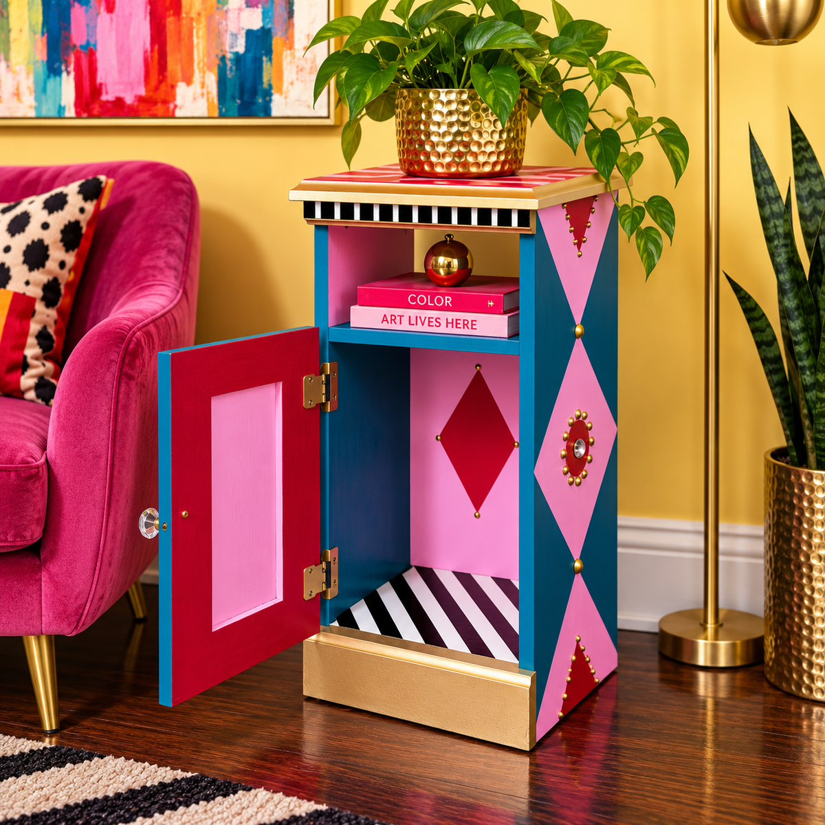 Jeweled Harlequin Accent Table