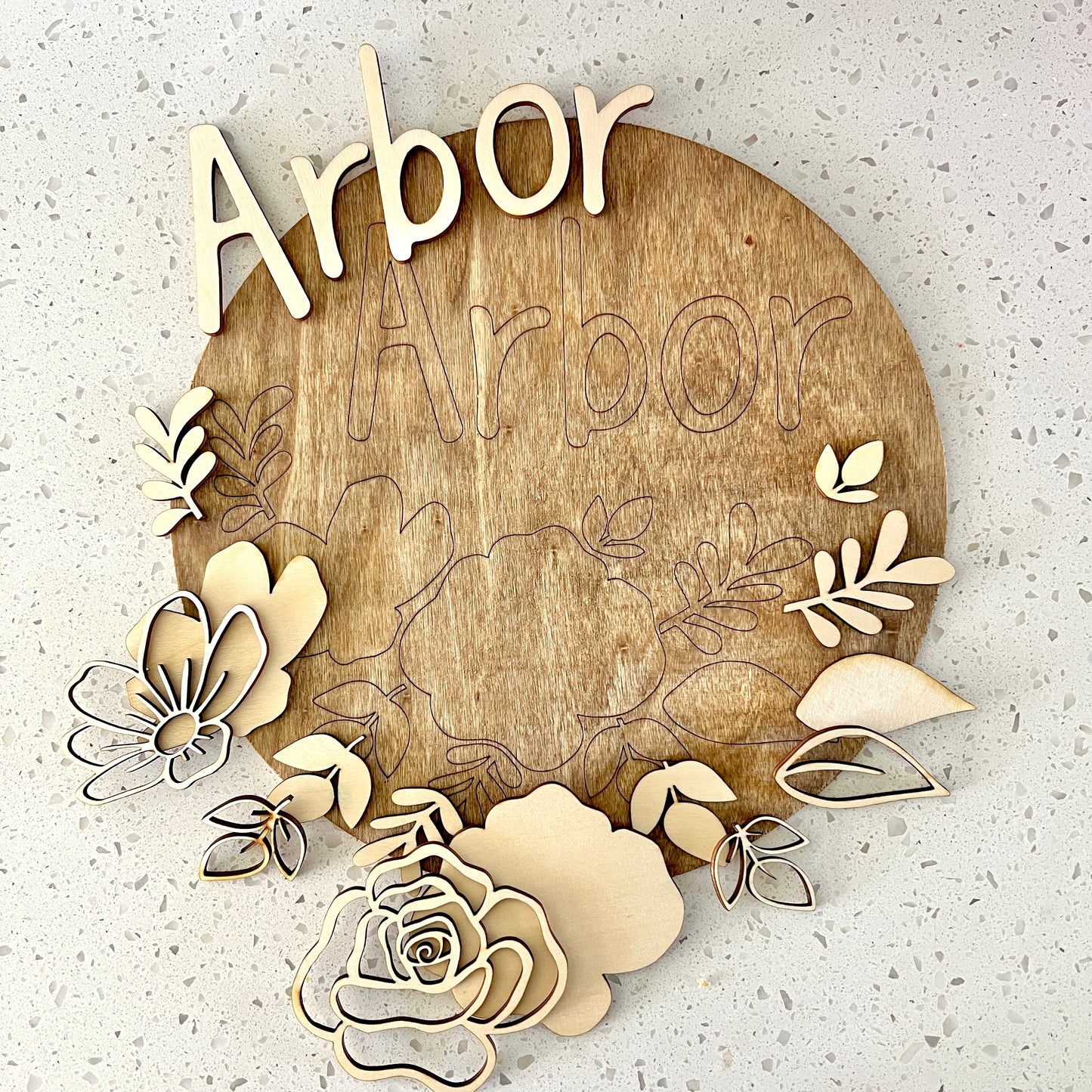 Unfinished Small Floral Name Sign Kit